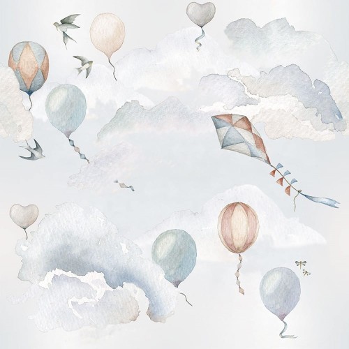 tapeta-dziecieca-balony-i-chmurki