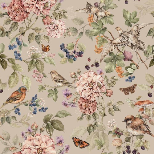 tapeta-dziecieca-botaniczna-ptaki-kwiaty-motyle