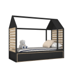 Łóżko domek 90x200 cm Tutu Black Bami