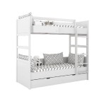 Drewniane Łóżko piętrowe z prostą drabinką Biały Simone Bami  