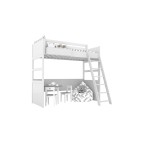 Drewniane Łóżko na antresoli z drabinką Biały Simone Bami