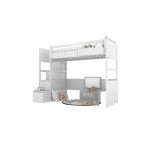 Drewniane Łóżko na antresoli ze schodami Biały Simone Bami 