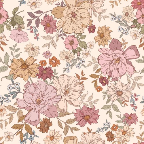 tapeta-dziecieca-kwiaty-vintage-pastelowe-jasne-tlo