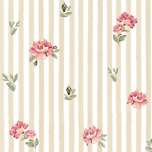 tapeta-dziecieca-w-roze-na-bezowych-paskach