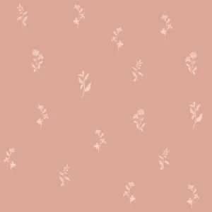 Tapeta dziecięca w delikatne gałązki na różowym tle