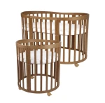 Łóżeczko niemowlęce owalne 7w1 z materacem - vintage, szer. 78 cm