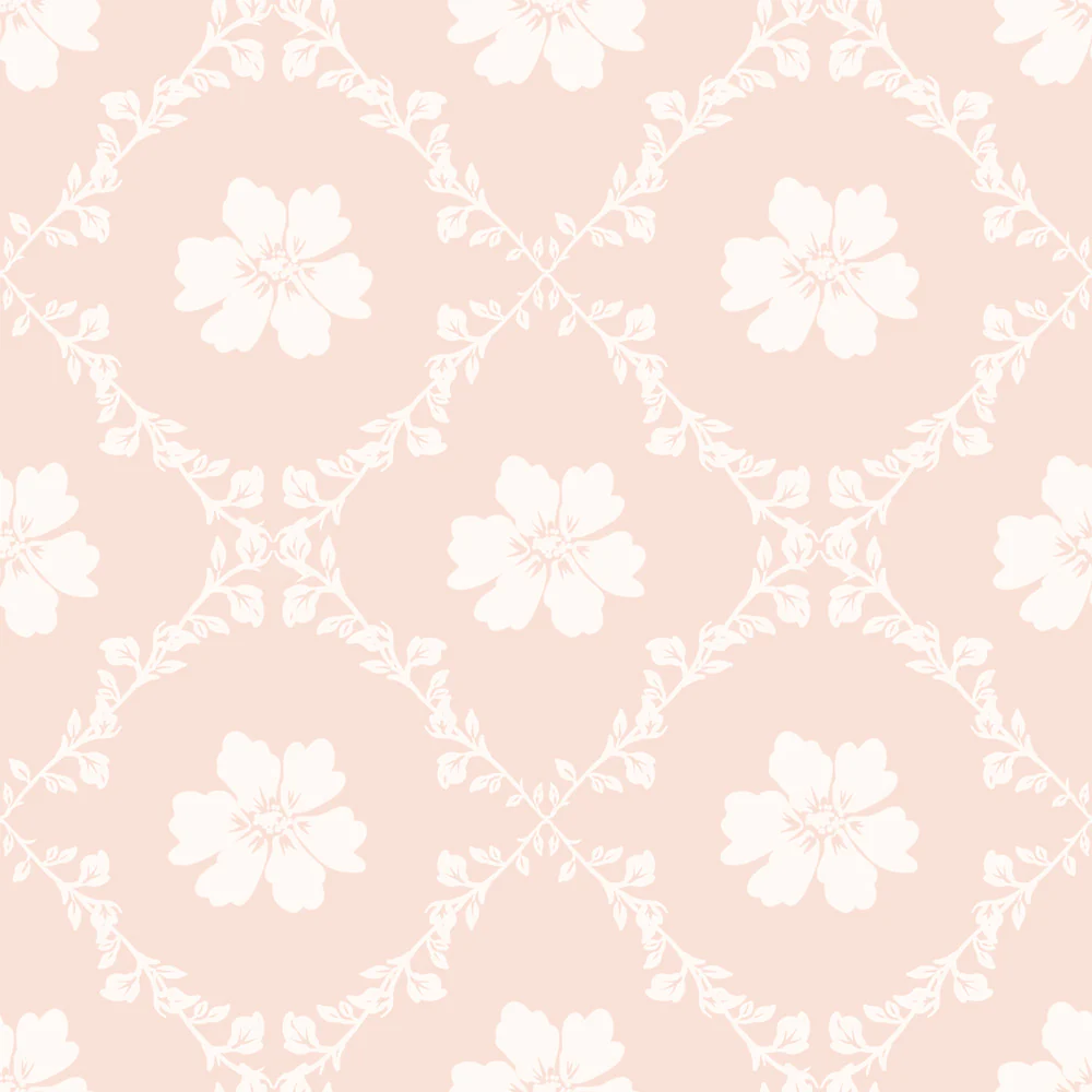 Tapeta dziecięca kwiaty angielskie różowe tło