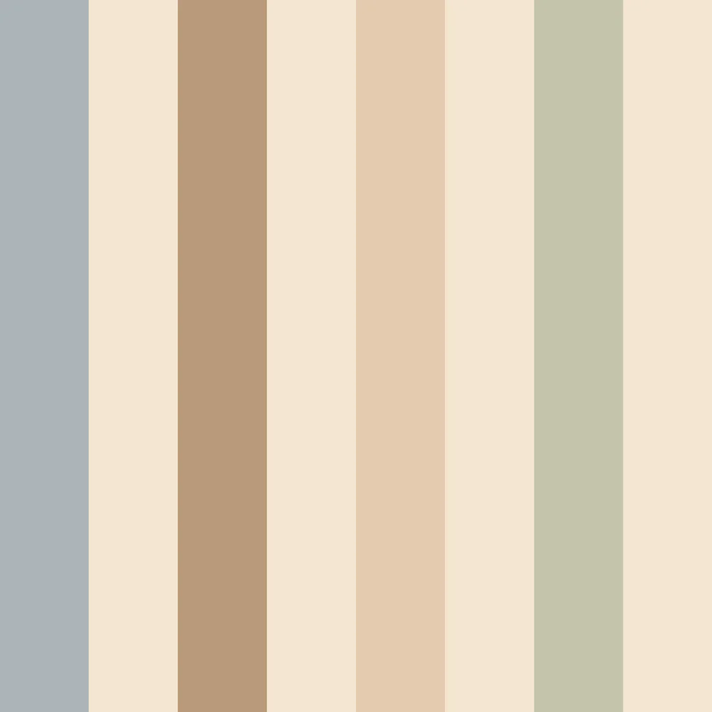 Tapeta w paski neutralne beż, szarość i zieleń