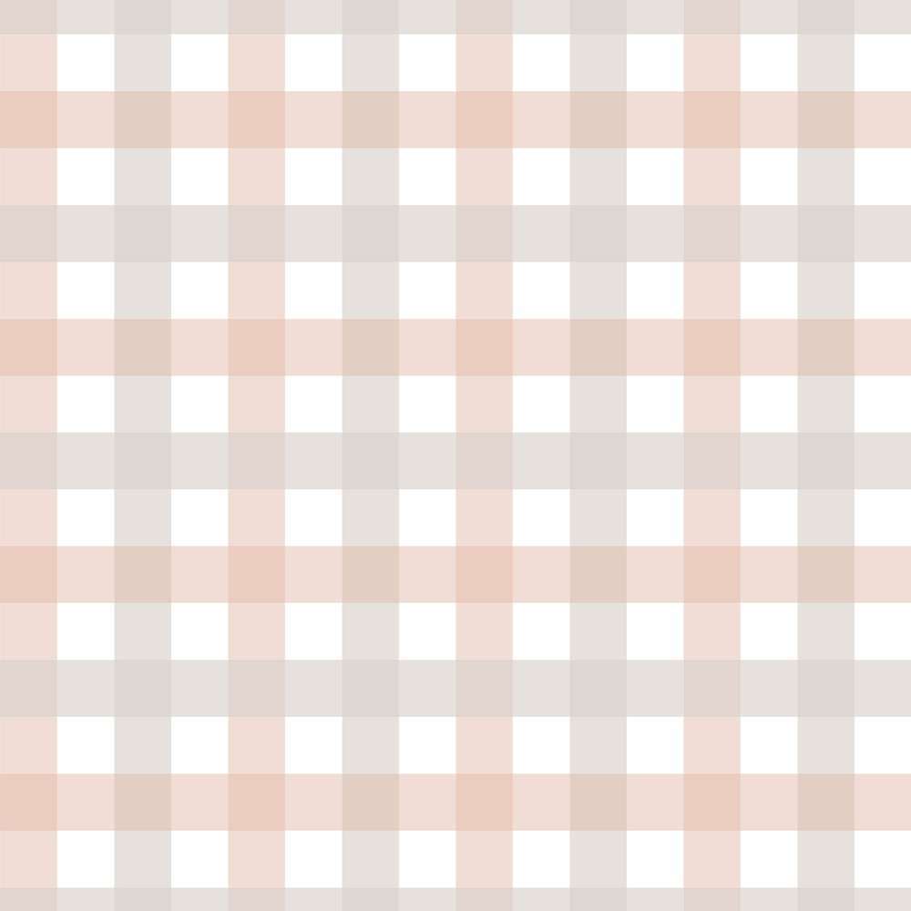 Tapeta dziecięca w drobną kratkę w odcieniach beżu i różu