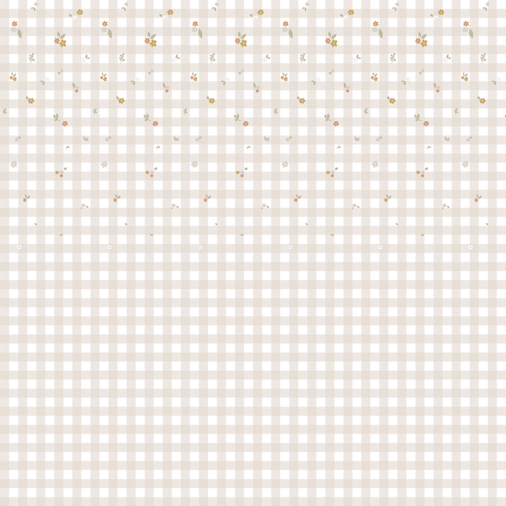 Tapeta do pokoju dziecka w kratkę beżową z kwiatkami