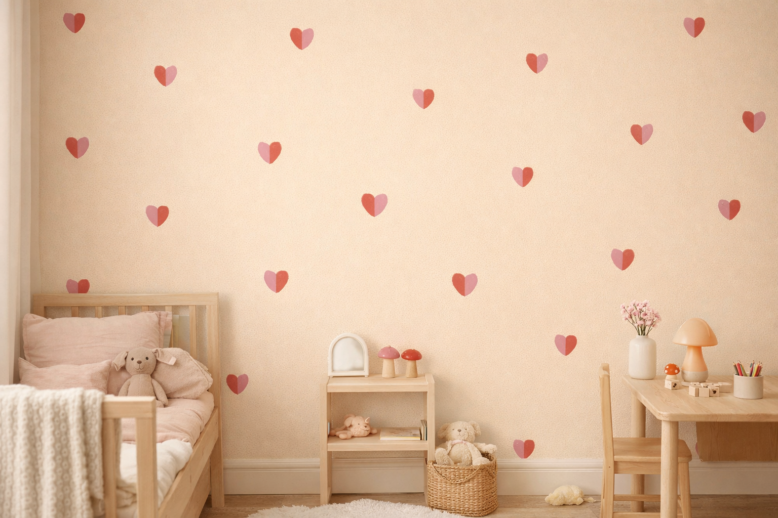 Tapeta dziecięca w serduszka do pokoju dziecka